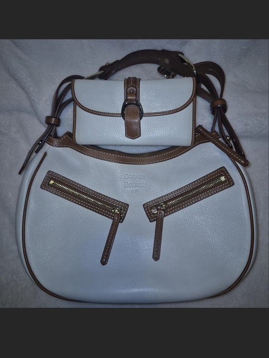 Dooney & Bourke Handbags - Dooney & Bourke White and Brown Leather Shoulder Bag